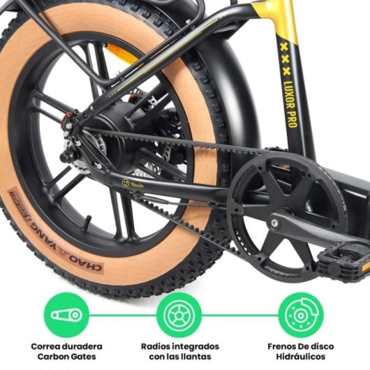Bicicleta eléctrica YOUIN Luxor Pro BK1750 FAT Plegable 250W Autonomía 100km Carbono Gates