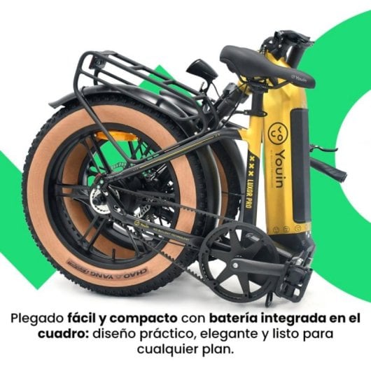 Bicicleta eléctrica YOUIN Luxor Pro BK1750 FAT Plegable 250W Autonomía 100km Carbono Gates