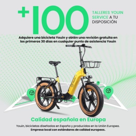 Bicicleta eléctrica YOUIN Luxor Pro BK1750 FAT Plegable 250W Autonomía 100km Carbono Gates
