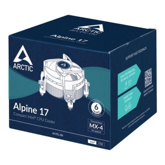 Refrigerador de aire ARCTIC Alpine 17 LGA1700 92mm PWM Negro y Plata