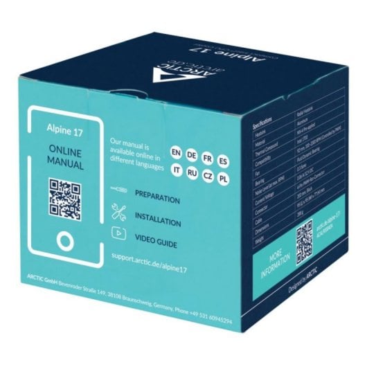 Refrigerador de aire ARCTIC Alpine 17 LGA1700 92mm PWM Negro y Plata
