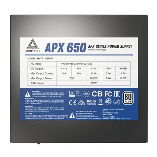 Fonte de Alimentação Montech APX650 650W Certificação 80 PLUS White ATX