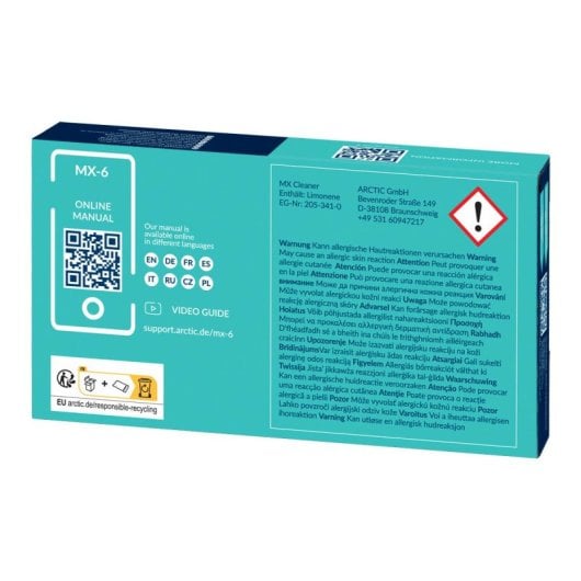 Pasta térmica ARCTIC MX-6 4g Gris 1 pieza Alta Conductividad Hong Kong