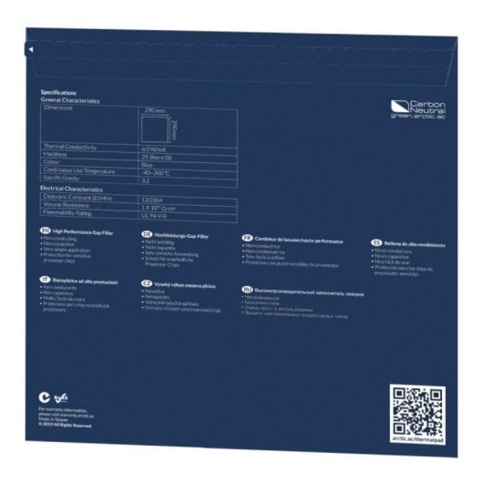 Parche térmico ARCTIC TP-2 APT2560 Azul 290x290x1mm 1 pieza