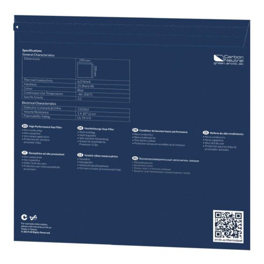 Parche térmico ARCTIC TP-2 APT2560 Azul 290x290x1mm 1 pieza