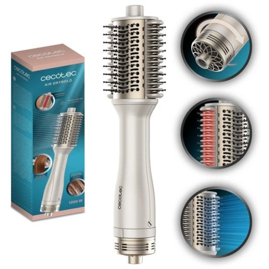 Escova Modeladora Cecotec Air DryBold 1200W Cerâmica Iónica 3 Temperaturas Função Frio Branco