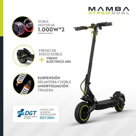 Patinete Eléctrico Mamba X-Trem Dual doble motor 2000W, 50km autonomía, APP, suspensión avanzada