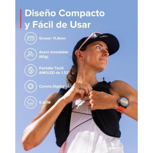 Smartwatch Suunto Race S GPS 45mm 1.32" AMOLED Sensor SpO2 Multideporte Correa Naranja