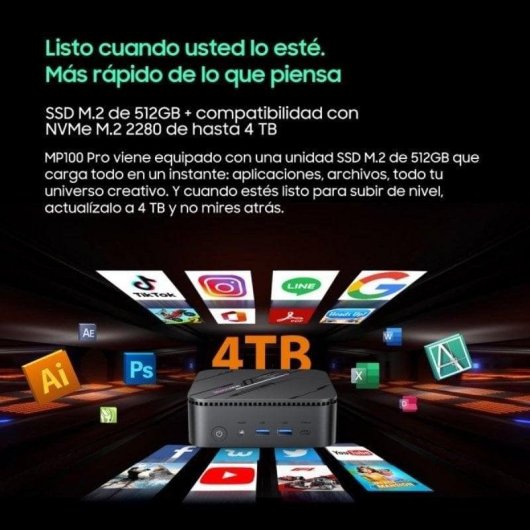 Mini PC Blackview MP100 Pro Intel Core i3-1215U 16GB 512GB SSD Gráficos Intel Windows 11 Pro Wi-Fi 6