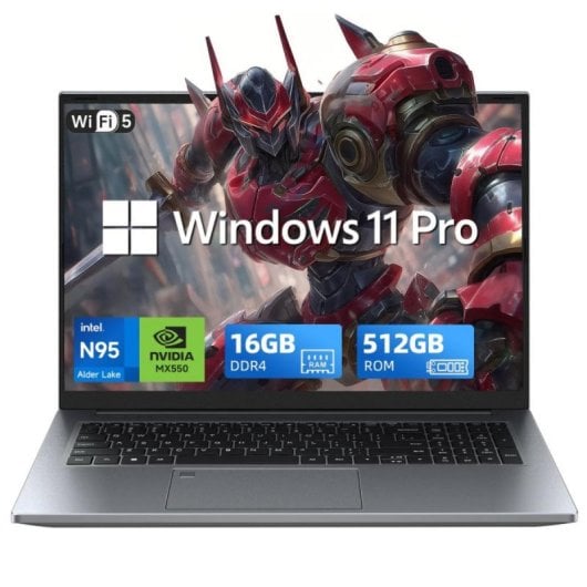 Portátil DU71 Intel Core N95 16GB 512GB SSD 17.3" FHD NVIDIA GeForce MX550 Gris