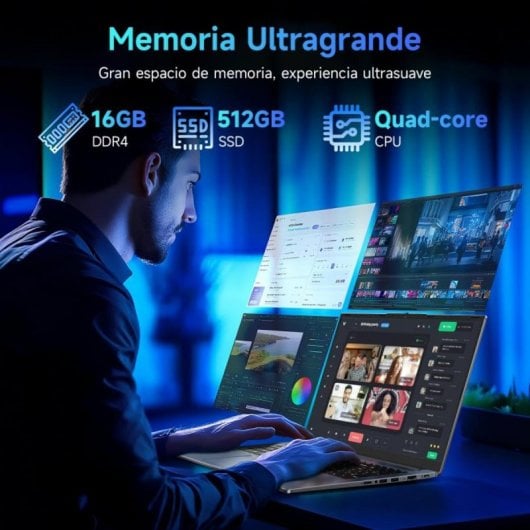 Portátil DU71 Intel Core N95 16GB 512GB SSD 17.3" FHD NVIDIA GeForce MX550 Gris