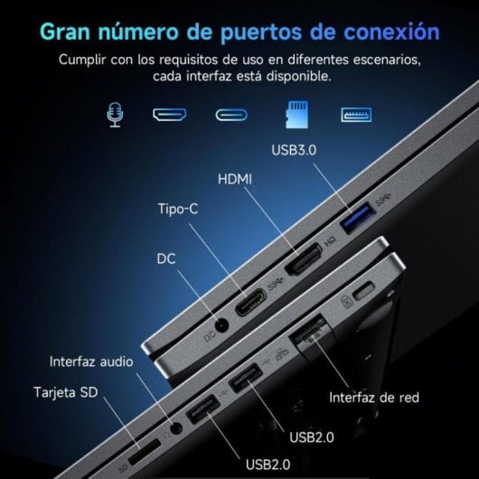 Portátil DU71 Intel Core N95 16GB 512GB SSD 17.3" FHD NVIDIA GeForce MX550 Gris