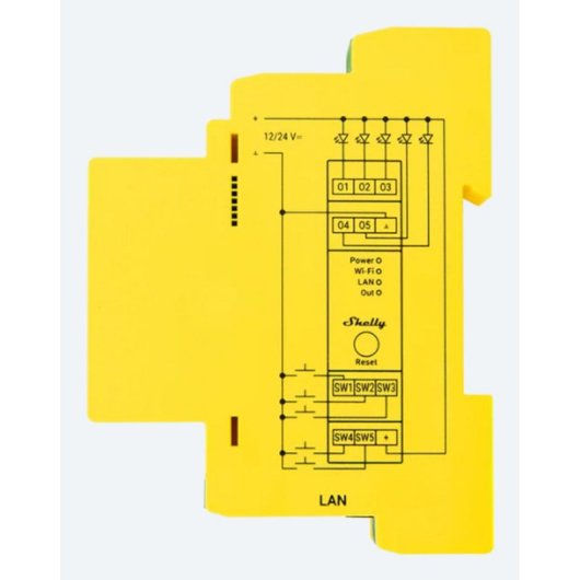 Controlador Shelly Pro RGBWW PM Bluetooth Wi-Fi Multicolor 12-24V Alexa Google Assistant