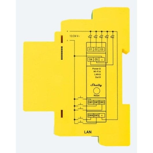 Relais Wi-Fi Shelly Pro RGBWW PM Bluetooth Contrôle de l’éclairage multicolore, Suivi de l’énergie, Encastrable DIN