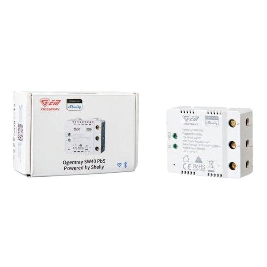 Relais Wi-Fi Shelly PBS SW40 Contrôle de l’éclairage, Suivi de l’énergie, Protection contre les surcharges