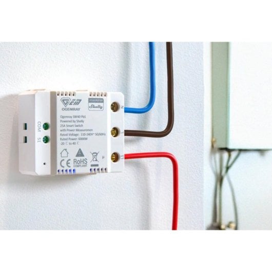 Relè Intelligente Shelly SHELLY_PBS_SW40 6000 W 25 A Bianco HTTPS TLS