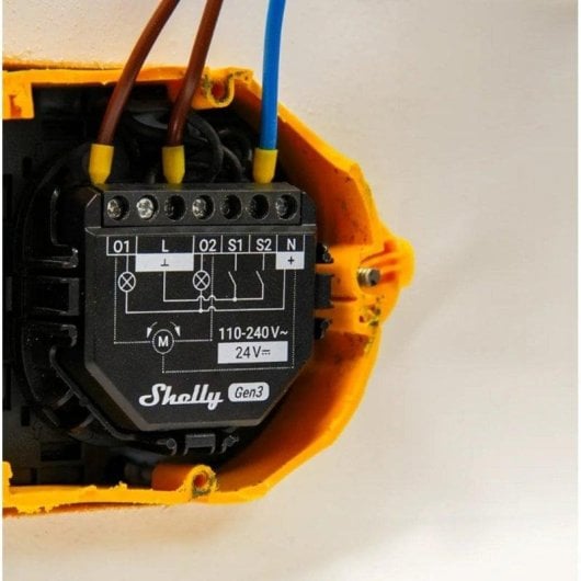 Relais Wi-Fi Shelly 2PM Gen3 Wi-Fi Bluetooth Contrôle des volets et de l’éclairage, Suivi de l’énergie, Encastrable