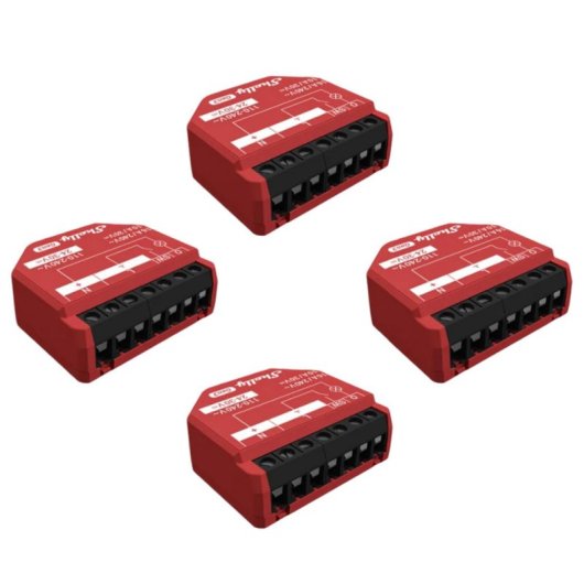 Interruptor inteligente Shelly 1PM Gen3 4ER Inalámbrico Wi-Fi y Bluetooth Rojo Pack 4