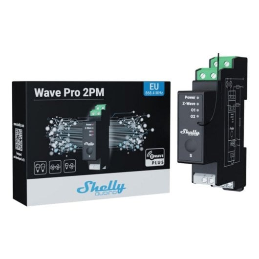Relé Inteligente Shelly Qubino Wave Pro 2PM Preto 2 Canais 40m Alcance