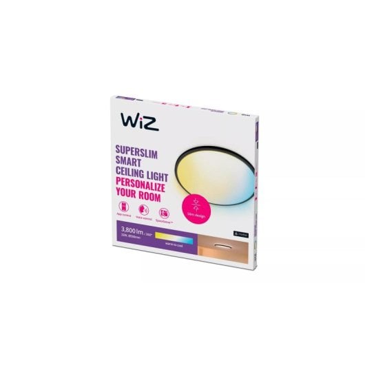 Luz de Teto Inteligente WiZ Superslim 32W LED Wi-Fi/Bluetooth Preto Regulável