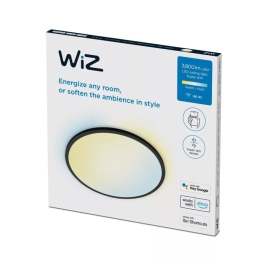 Luz de Teto Inteligente WiZ Superslim 32W LED Wi-Fi/Bluetooth Preto Regulável