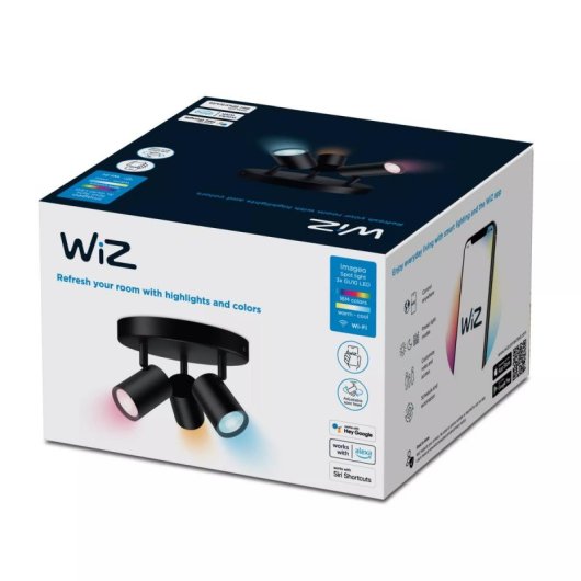 Foco Inteligente WiZ IMAGEO 3 LED regulável 2200K-6500K 345lm preto metal