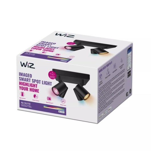 Foco WiZ IMAGEO 4 Lâmpadas LED GU10 Bluetooth Ajustável Preto 2200-6500K