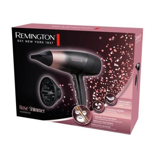 Föhn Remington Rose Shimmer 2200 W Schwarz Rosa mit Aufhängeschlaufe