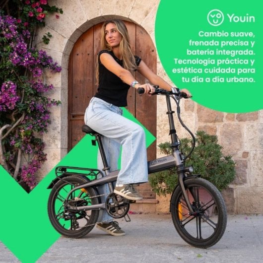 Bicicleta eléctrica YOUIN Praga BK1800 20" FAT plegable 250W batería 60 km hidráulica