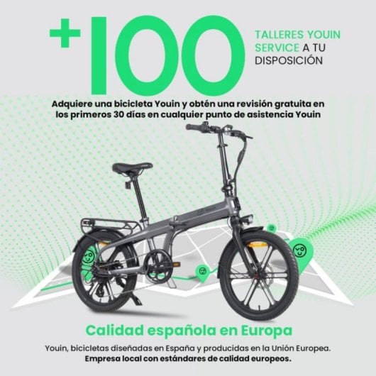Bicicleta eléctrica YOUIN Praga BK1800 20" FAT plegable 250W batería 60 km hidráulica