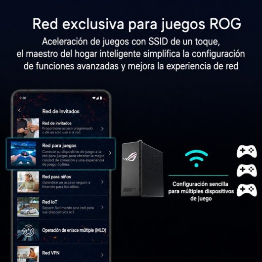 ASUS ROG Strix GS-BE18000 Router Wi-Fi 7 Tri-Band 2.5G com 8 Antenas 4x4 MU-MIMO USB
