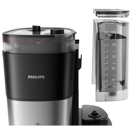 Cafetera de filtro Philips HD7900 1,25L 10 tazas con molinillo integrado LED Black Silver