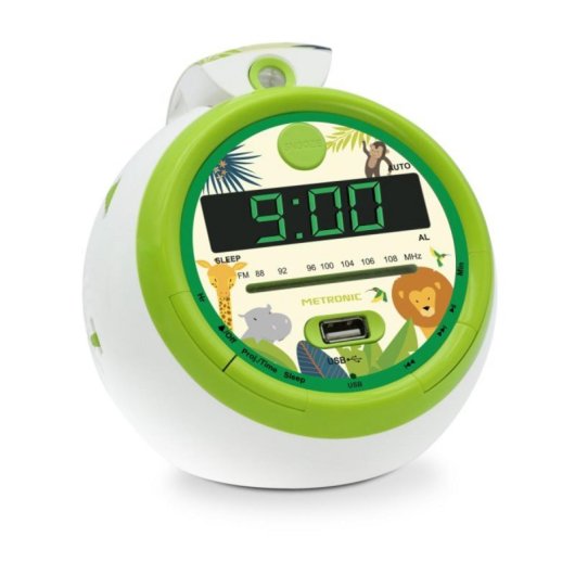 Relógio Infantil Metronic Jungle Multicolorido FM com Projeção Relógio Infantil Metronic Jungle Multicolorido FM com Projeção