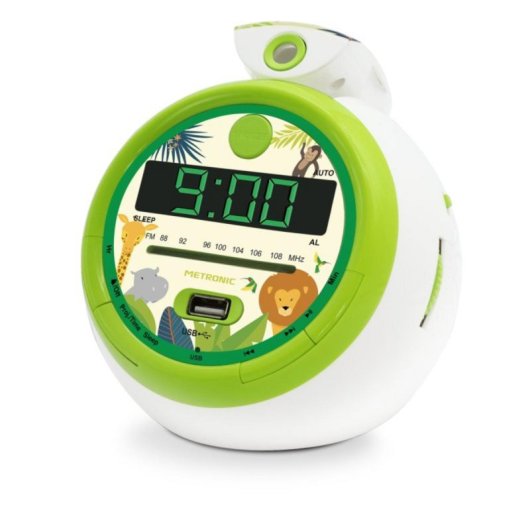 Relógio Infantil Metronic Jungle Multicolorido FM com Projeção Relógio Infantil Metronic Jungle Multicolorido FM com Projeção