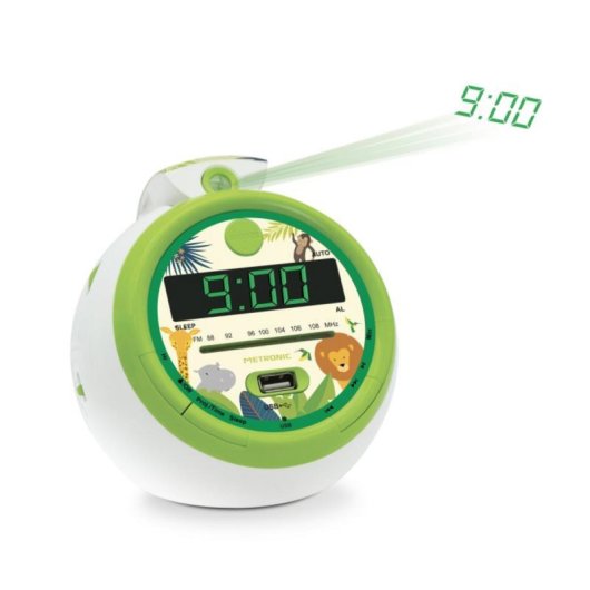 Relógio Infantil Metronic Jungle Multicolorido FM com Projeção Relógio Infantil Metronic Jungle Multicolorido FM com Projeção