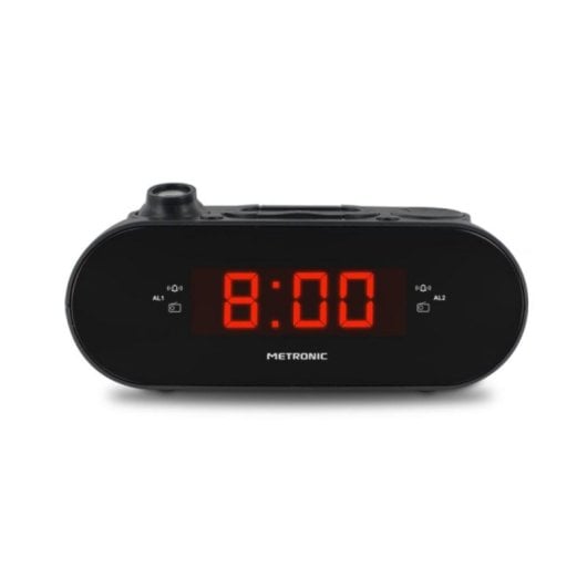 Réveil Radio FM Projeté avec Alarme Double et Luminosité Ajustable