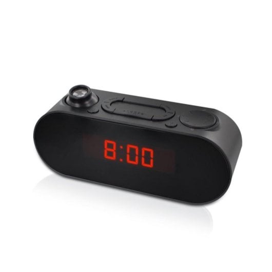 Réveil Radio FM Projeté avec Alarme Double et Luminosité Ajustable