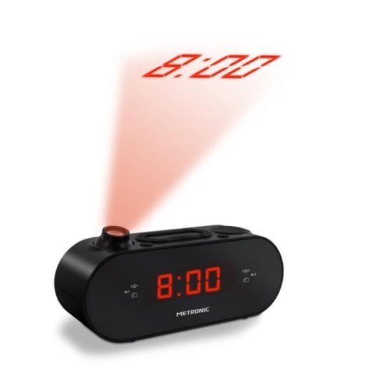 Réveil Radio FM Projeté avec Alarme Double et Luminosité Ajustable