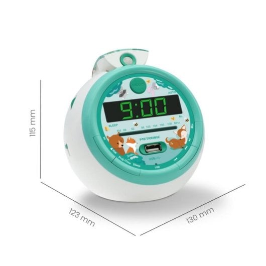 Radio despertador infantil digital proyector animales bosque 3 modos USB compacto