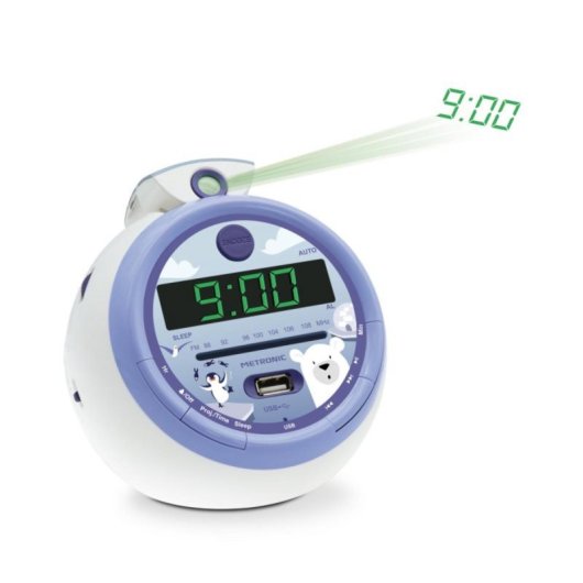 Radio Despertador Infantil con Proyector Animales USB Radio FM Display Digital Números Claros