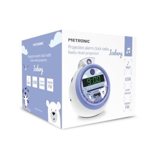 Radio Despertador Infantil con Proyector Animales USB Radio FM Display Digital Números Claros
