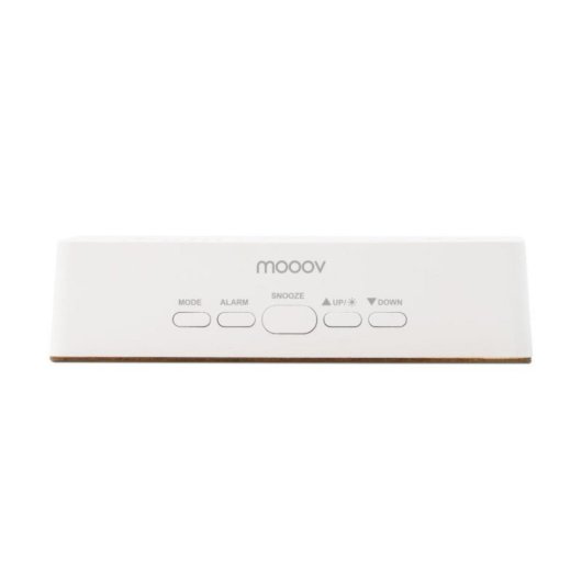 Despertador digital bambú con pantalla LED regulable, sensor temperatura y humedad, alimentación dual