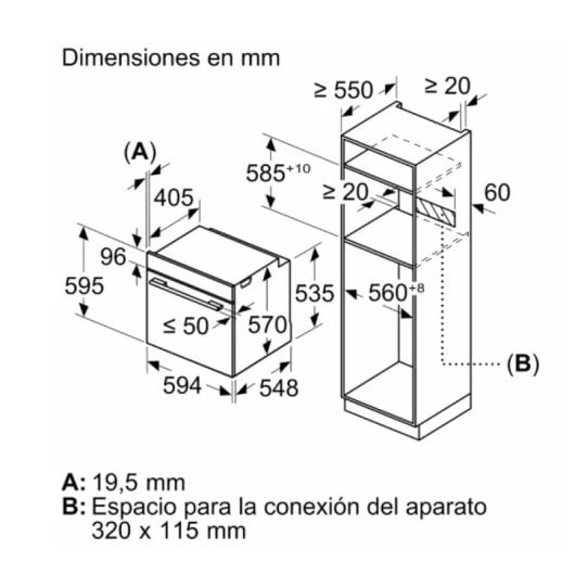 Horno eléctrico Balay 3HB5879N7 71L Negro con autolimpieza pirolítica, Wi-Fi y grill