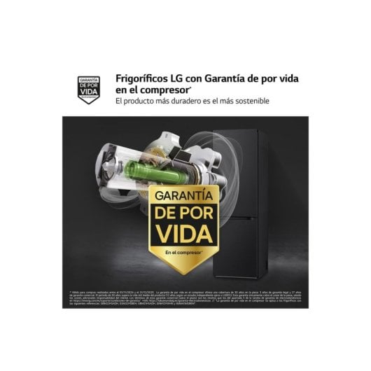LG GBV3100CEP Combi 186cm 374L C Negro DoorCooling+ LINEARCooling NatureFRESH