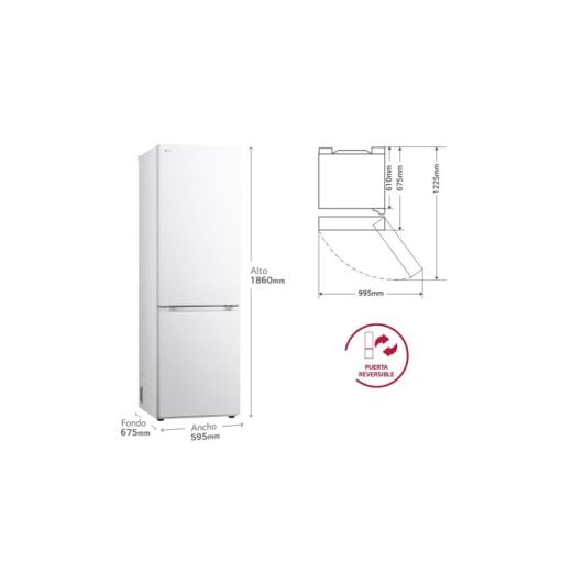 LG GBV3100ASW Combi No Frost 186cm 374L A Blanco DoorCooling+ NatureFRESH