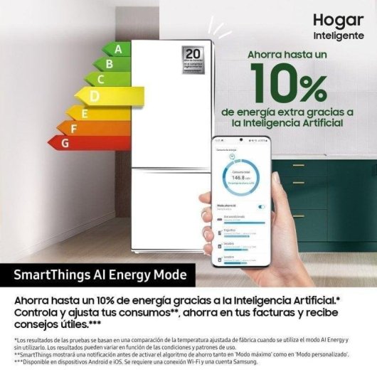 Frigorífico Combi Samsung BRB80F30ADS0EF No Frost 193,5cm 298L D Branco WiFi