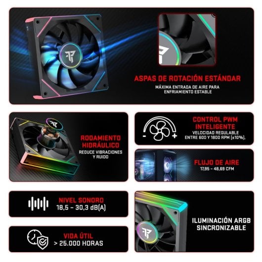 Tempest TX 120mm ARGB PWM Ventilador Suplementario Negro