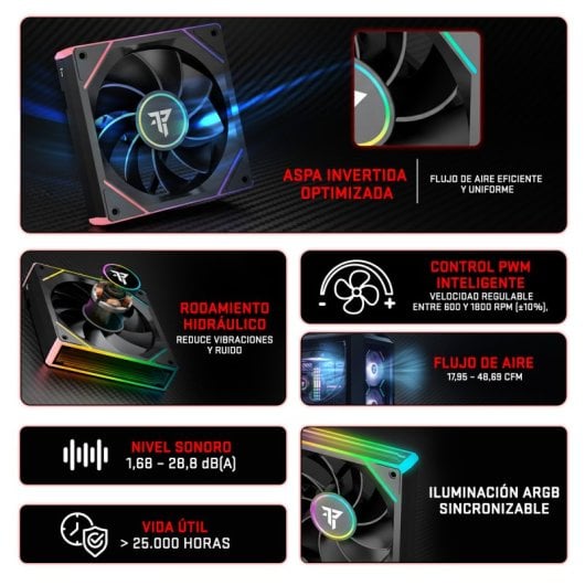Tempest TX 120mm ARGB PWM Ventilador Reverso Suplementario Negro