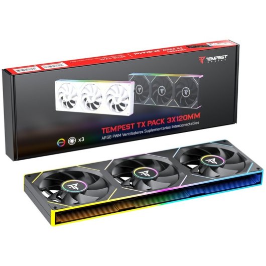 Ventilador suplementar Tempest TX Pack 3x 120mm 1800RPM ARGB PWM modular