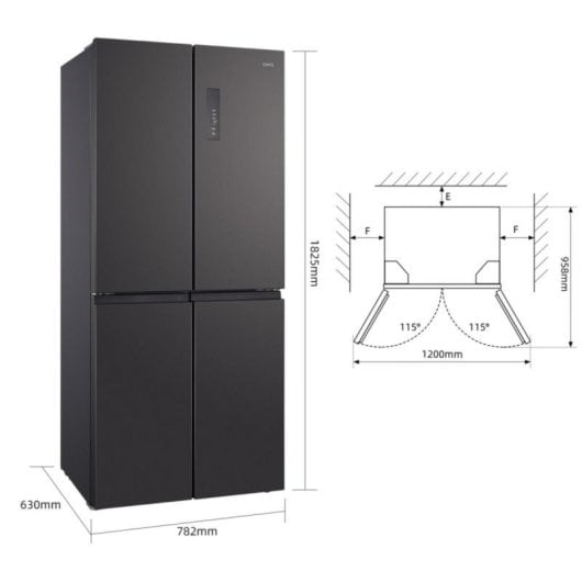 Frigorífico americano CHiQ CCD415NEI4E 415L 4 puertas Inverter Acero Inoxidable Care+